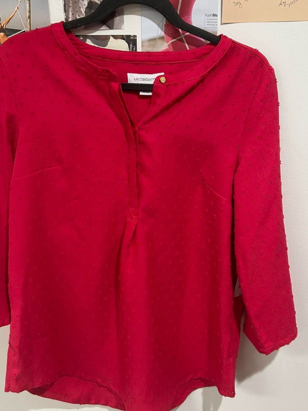 Liz Claiborne Women's Red Textured Blouse